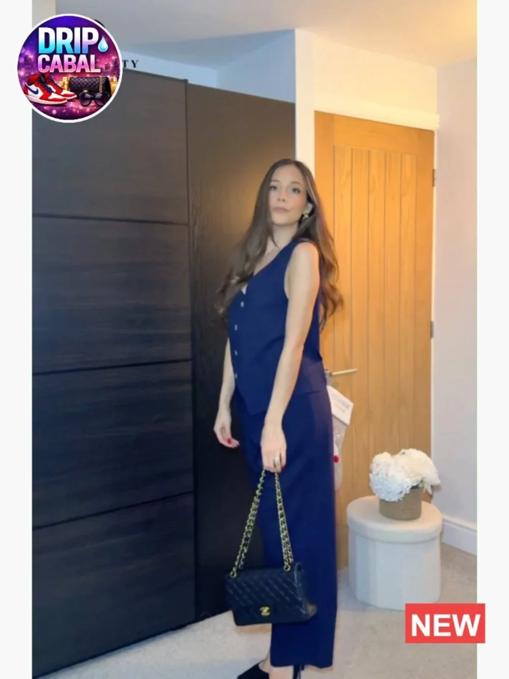 2 Piece Sleeveless Vest Wide Leg Pants Suit Set